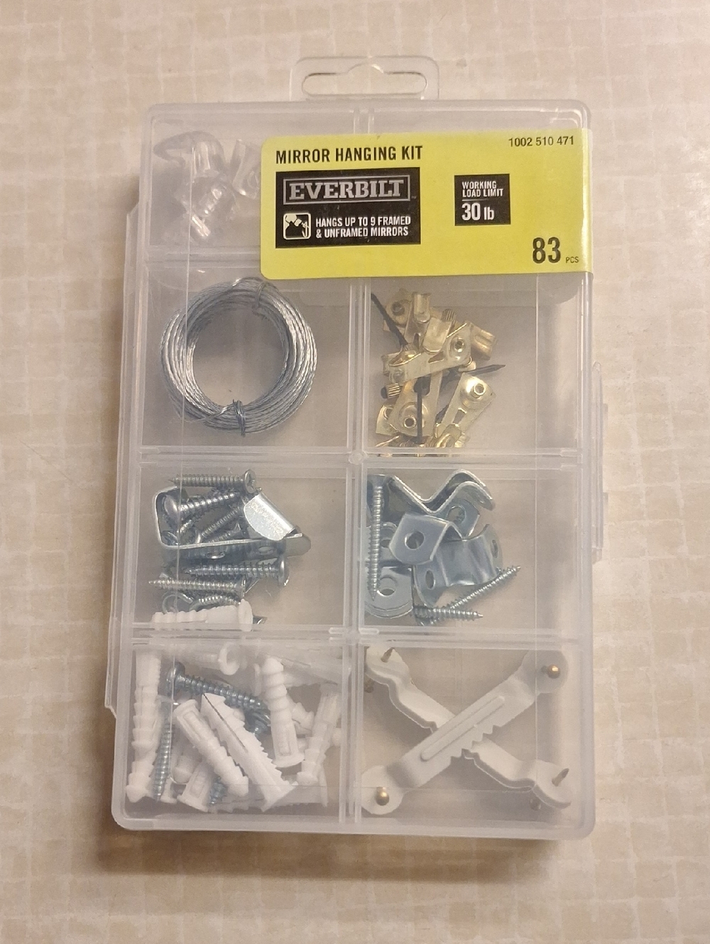 Everbilt Mirror Hanging Kit in Clear Case - Yellow Label